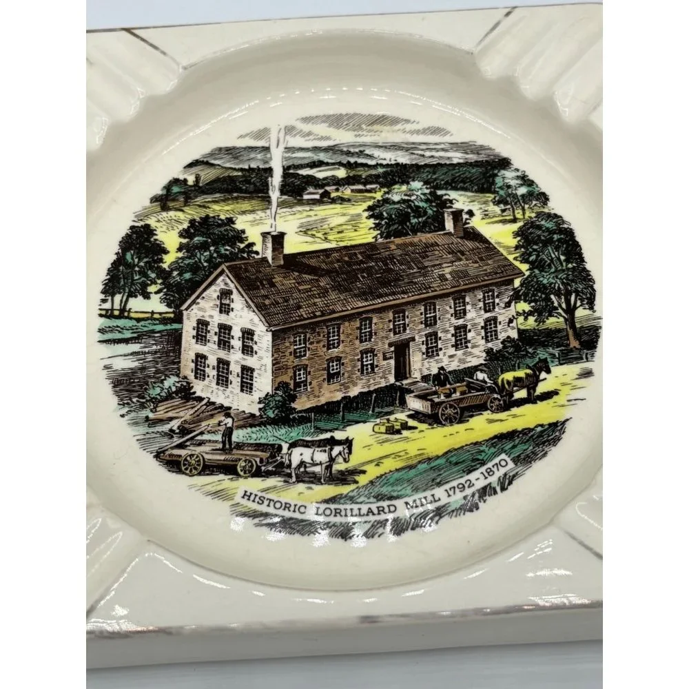 Vintage Historic Lorillard Mill Ash Tray 7.5x7.5